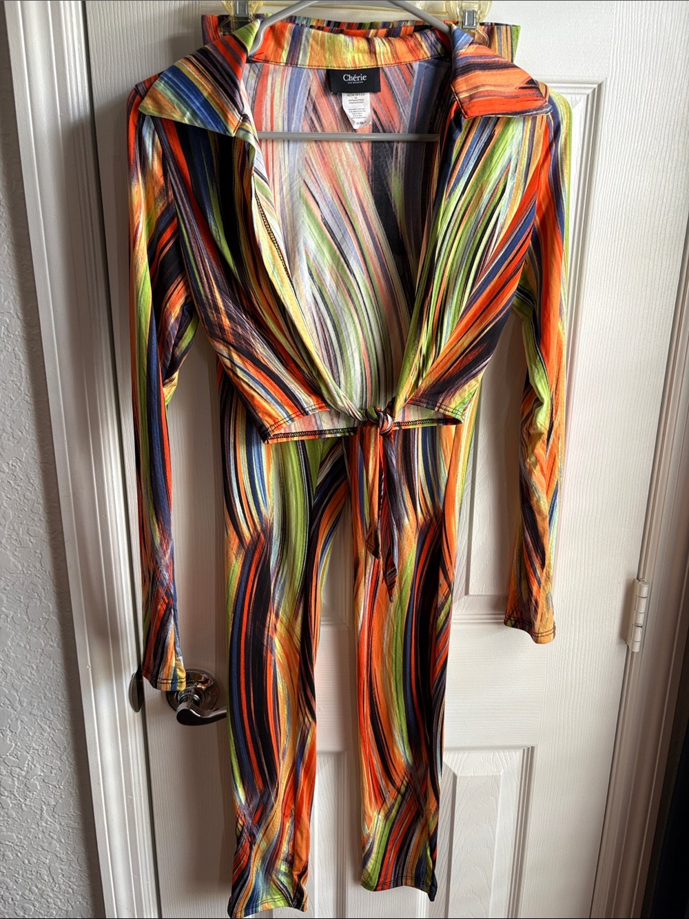chic Vibrant Multicolor Striped Tie-Front Legging Set